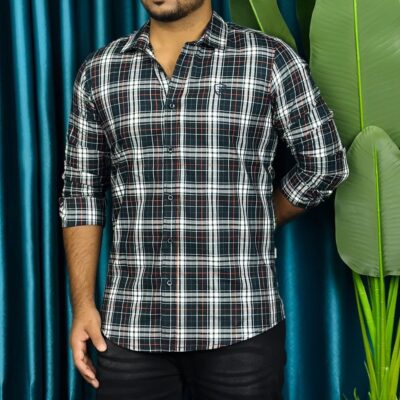 Comfortable Pure Cotton Check Shirt For Men