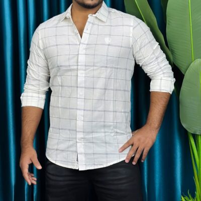 Comfortable Pure Cotton Check Shirt For Men