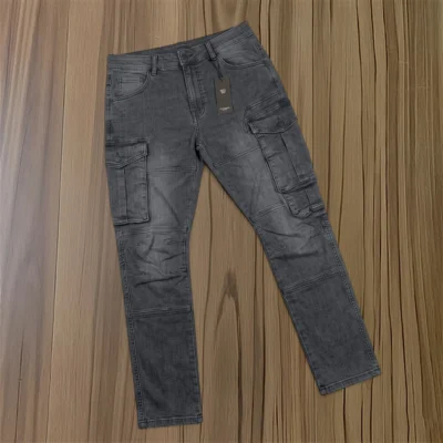 Stylish & Premium 6 Pocket Denim Cargo Pant (Ash)