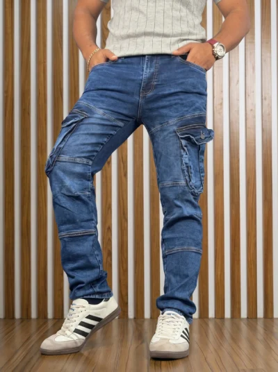 Stylish & Premium 6 Pocket Denim Cargo Pant