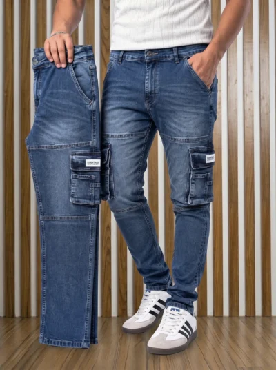 Stylish & Premium 6 Pocket Denim Cargo Pant