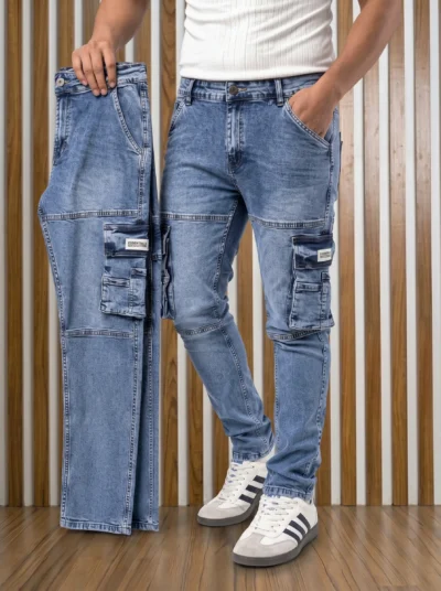 Stylish & Premium 6 Pocket Denim Cargo Pant