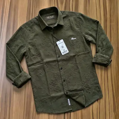 Embossed Fabric Full Sleeve Shirt For Men