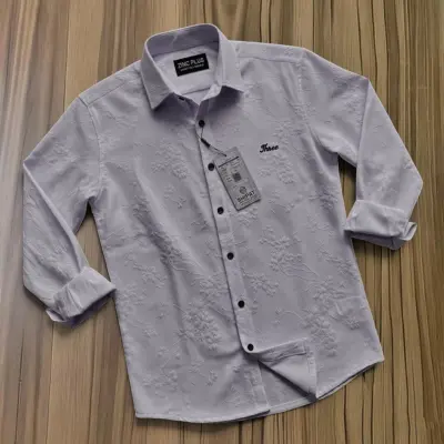 Embossed Fabric Full Sleeve Shirt For Men