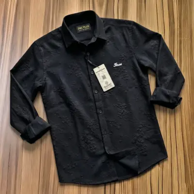 Embossed Fabric Full Sleeve Shirt For Men